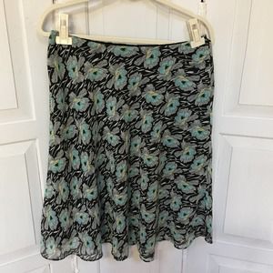 Liz Claiborne Villager Black Floral Print Dressy Skirt
